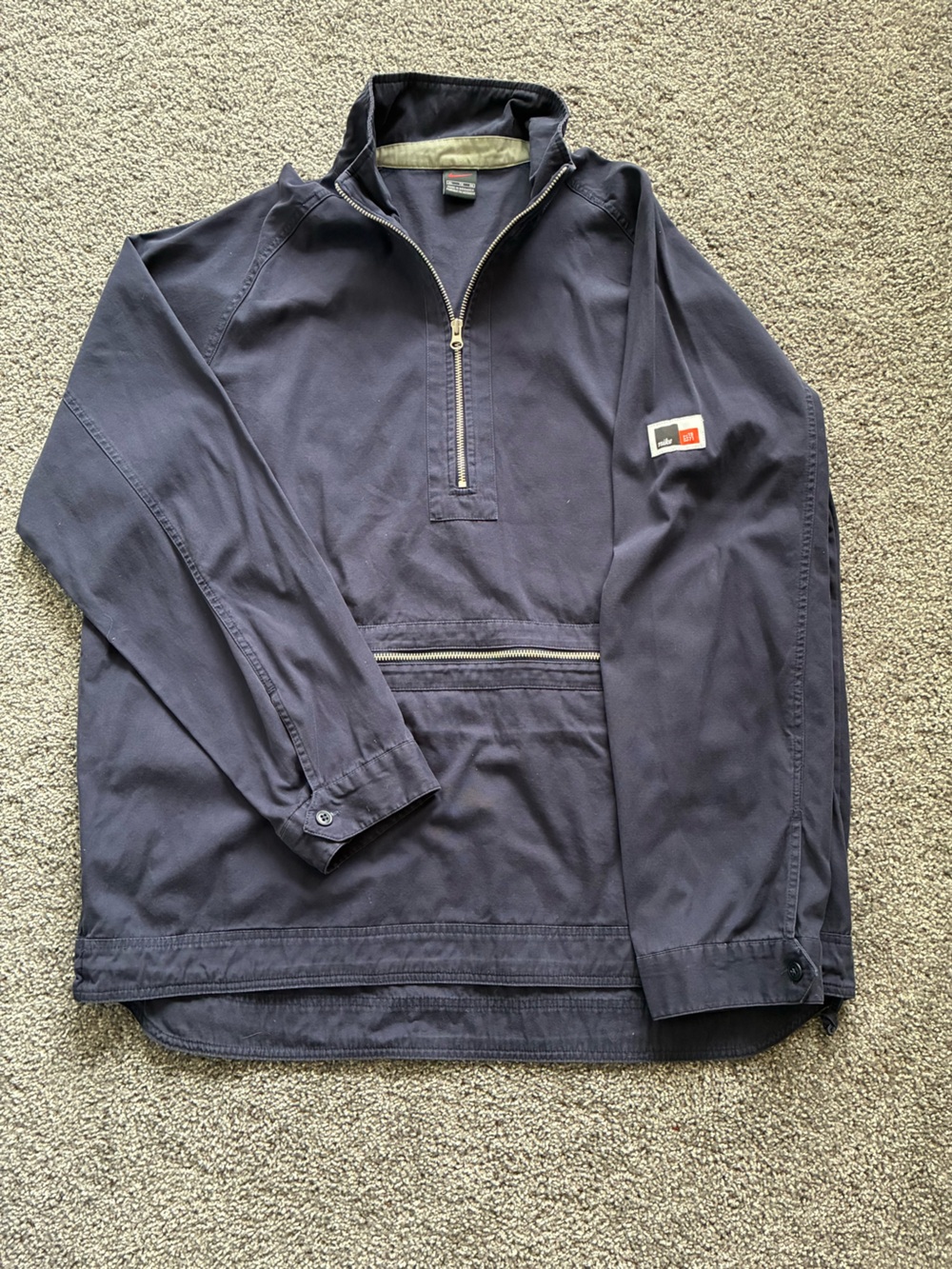 Vintage Nike "Est. 1972" Cotton Anorak Pullover Jacket - Navy - XL